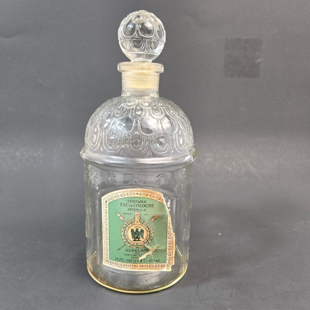 Vintage Guerlain Bee Glass Bottle Empty Collector Glassware Vanity Decor